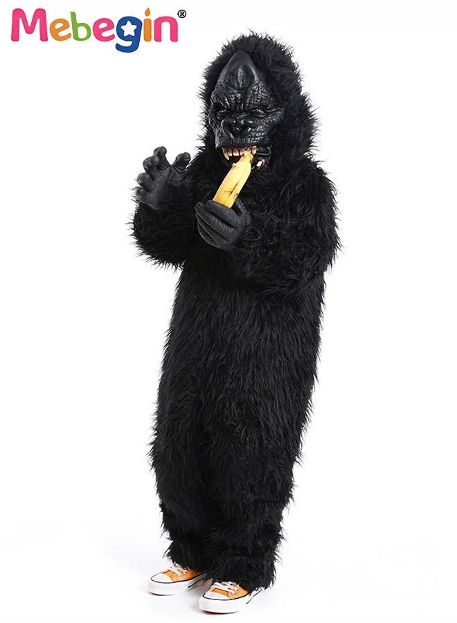 MEBEGIN Kids Gorill Costume Set with Plush Bodysuit, Gorilla Mask and Gloves, Realistic Animal Outfit for Kids, Funny Cosplay Outfit, Suitable for Dress-Up, Animal Themed Parties and Playtime Adventures - Image 4